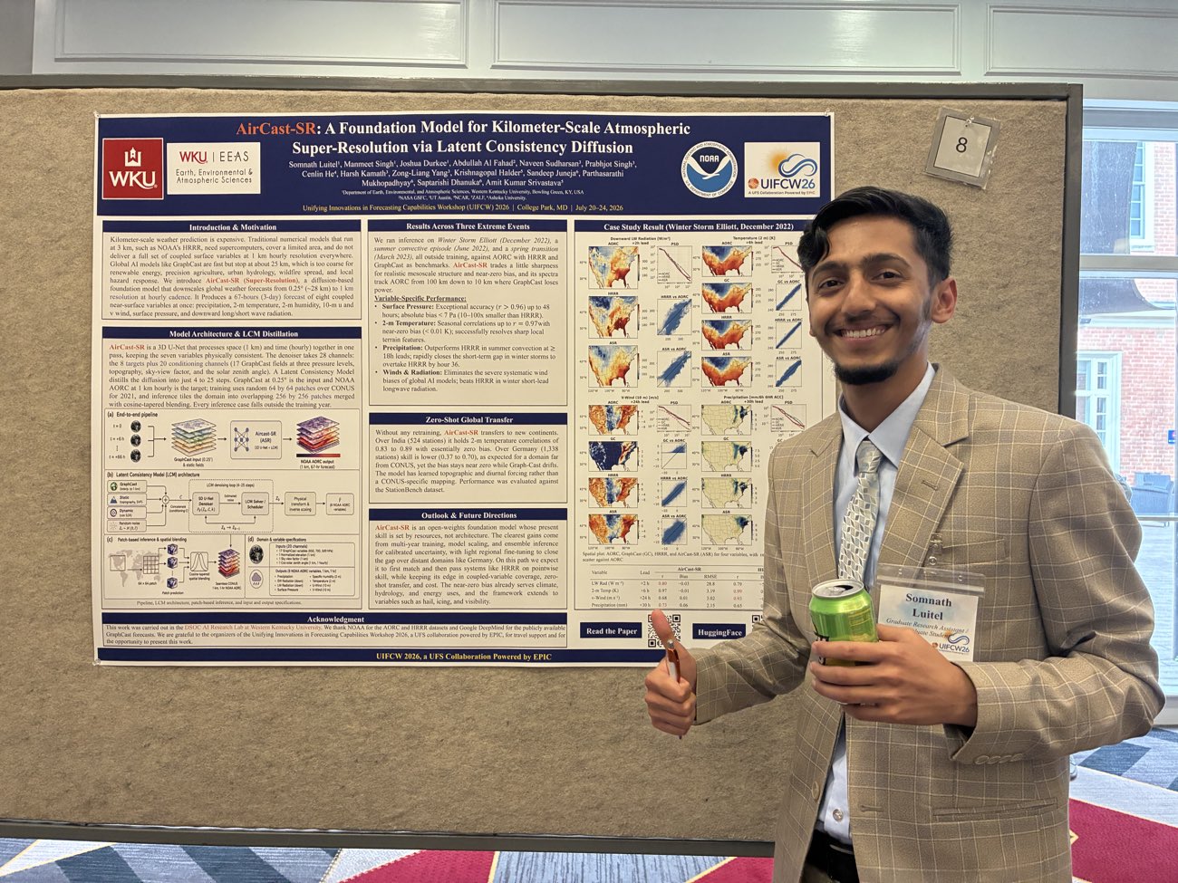 Somnath Luitel presenting the AiRCast-SR poster at UIFCW26